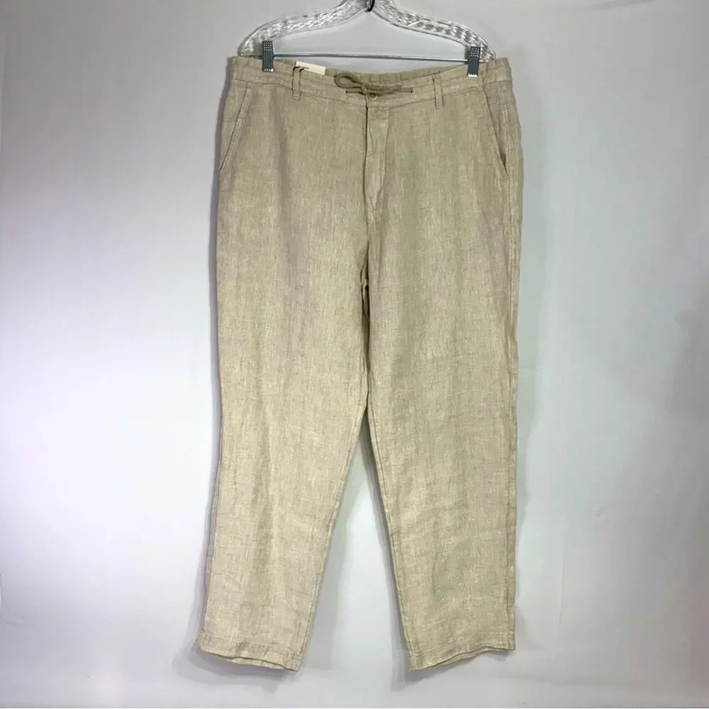 NWT Zara Light Tan Linen Chinos Size 36 G0137